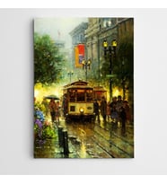 Tramvay ve Sokak Modern Sanat Kanvas Tablo