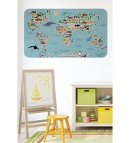 Eğitici Dünya Haritası Dünya Atlası Çocuk Ve Bebek Odası Duvar Sticker-60x105-3771