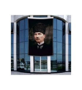 Sivil Mustafa Kemal Atatürk Poster Bayrak Raşel Kumal 4x6 metre ATA35
