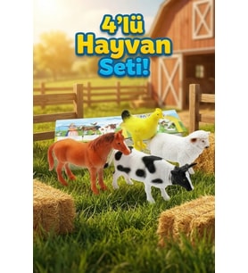 4'lü Eğitici Çiftlik Hayvanları Seti - Gerçekçi Oyuncak Hayvan Figürleri (At, İnek, Koyun, Tavuk)