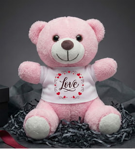 Love Tasarım Baskılı Tişörtlü Peluş Ayı Oyuncak Sevgiliye Hediye (Pembe)