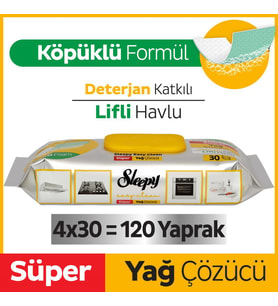 Sleepy Easy Clean Super Yag Cozucu Yuzey Temizlik Havlusu Mendili 4x30 120 Yaprak