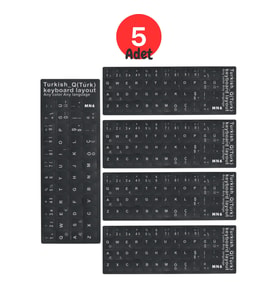 MN6 MTRQ Türkçe Q Klavye Sticker 5 Adet Laptop PC Uyumlu Silinmez Yapışkanlı Harf Çıkartması