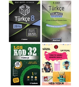 TUDEM YAYINLARI LGS TÜRKÇE 3 BOYUT BECERİ TEMELLİ SORU BANKASI - TÜRKÇE KLAVUZ DENEME - TÜRKÇE KOD 3