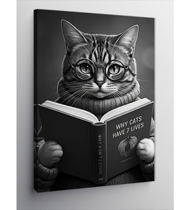 Kanvas Tablo Kitap Okuyan Kedi