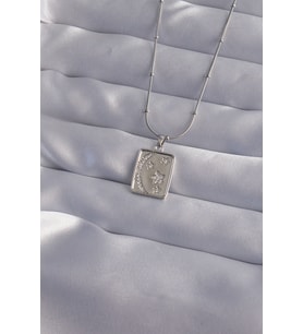 316L Çelik Zincir Gümüş Renk Zirkon Taşlı Ay Yıldız Figürlü Tarot Kolye