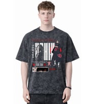 Itachi Uchiha Sasuke Uchiha Naruto Anime Baskılı Unisex Oversize Eskitme Yıkamalı Tişört