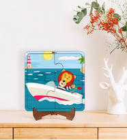 BK Toys Çocuklar İçin 2 si 1 arada Eğitici-Öğretici Ahşap 4 Parça Yapboz Puzzle Çerçeve Model 13