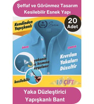 #Yaka Yaka Düzleştirici Yapışkanlı Balin 20 Adet Şeffaf Gömlek Yaka Destek Bandı Tshirt Polo Tişört