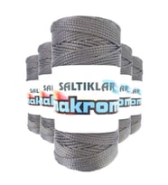 5 Adet Polyester Makrome İpi 423 Gri 100 gr