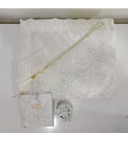 Lamazihome 5 Parça Krem Kadife Seccade Tesbih Cüz Tesbihlik Kese