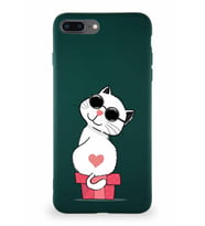 Apple iPhone 7 Plus Soft Premier Kapak Coolcat Tasarımlı Silikon Kılıf - Yeşil (Şeffaf)