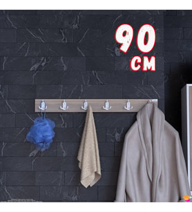 Modilayn ARI Serisi (86,4x9,6 cm) 6'lı Set 18 Kancalı Banyo Askısı Ekstra Düzen ve Yer Tasarrufu
