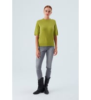 Peraluna NICOLE BLOUSE Saç Örgülü Kısa Kollu Kaşmirli Kadın Triko Bluz - Yeşil