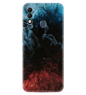 Spark 8T Kılıf Resimli Desenli Baskılı Silikon Red Blue Black Abstact 1386