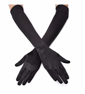 Siyah Renk Dirseğe Kadar Uzun Kumaş Eldiven 40 cm (5680)