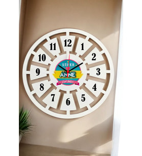 Süper Anne Hediye Duvar Saati 40cm (Beyaz)