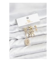 Mey İthalat® Pirinç Gold Renk Göz ve Kutup Yıldızı Model YSX Trio Küpe Seti
