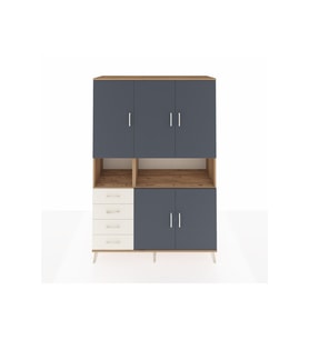 Hyperion Dolap 7 Raflı 4 Çekmeceli 5 Kapaklı 132x44x195 Çam-Antrasit/Aytaşı