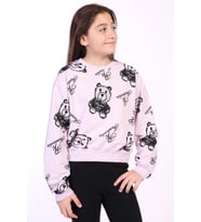Toontoy Kız Çocuk Ayıcık Baskılı Sweatshirt (Açık Lila)