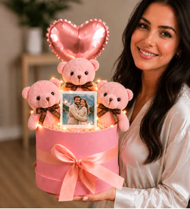 Kişiye Özel Fotoğraflı Peluş Pembe Ayıcık Buketi