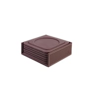 Bardak Altlığı,6’lı Set,Masaüstü Yuvarlak Cup Coaster,Vegan Suni Deri,11x11 cm.,Bordo
