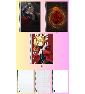 Edward elric 3 adet defter A4 büyük boy çizgili_kareli_çizgisiz