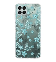 Samsung Galaxy M33  Kamera korumalı Kapak Floral Su Yeşili Tasarımlı  Şeffaf Kılıf