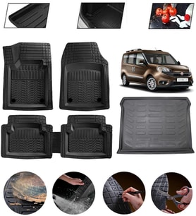Fiat Doblo 2 2010-2022 Uyumlu Paspas Araca Özel Bagaj Havuzu MBS Siyah