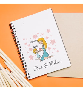 Anne Kız Tasarımlı Defter Kişiye Özel