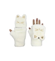 Peluş Eldiven Kedili Beyaz