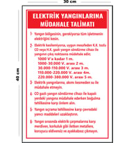 Metal Elektrik Yangınlarına Müdahale Talimatı 30 cm x 40 cm A3 Büyüklüğünde Uyarı Levhası Yönlendir