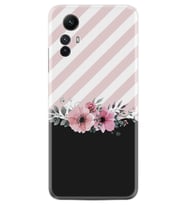 Xiaomi Redmi Note 12S Kılıf Resimli Desenli Baskılı Silikon Strip Pink Flowers 1396