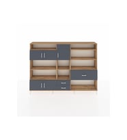 Arges Dolap 13 Raflı 3 Çekmeceli 5 Kapaklı 220x30x163 Çam-Antrasit