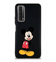 Huawei P Smart 2021 Soft Premier Kapak Mickey Mouse-B Tasarımlı Silikon Kılıf - Siyah (Şeffaf)