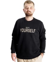 Mode XL Büyük Beden Erkek Sweat BisYaka Do İt Yourself 23168 Siyah