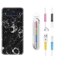 TCL 10L 10 Plus 10SE 20E 20SE 30SE L7 Kılıf Kablo Koruma Spiral Silikon Black Hole Marble 1387
