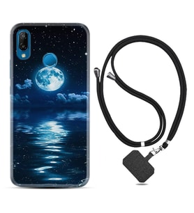 Huawei P20 Lite Mate 10 20 Lite Pro P40 Lite KılıfBoyun Askılı Silikon Night Moon 1133