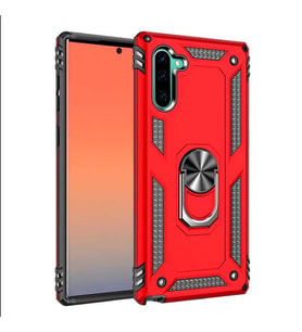 Samsung Galaxy Note 10 Kılıf Metal For Car Yüzüklü Standlı Military Ring Serisi (Kırmızı)