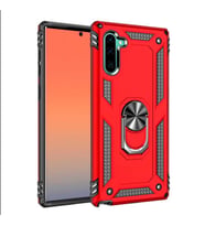 Samsung Galaxy Note 10 Kılıf Metal For Car Yüzüklü Standlı Military Ring Serisi (Kırmızı)
