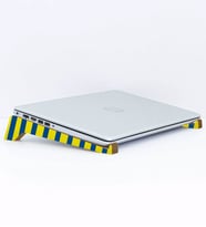 BK Gift Taşınabilir Ahşap Sarı Lacivert Notebook Laptop Standı