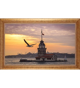 EV İŞYERİ OFİS İÇİN ALTIN ÇERÇEVELİ PASPARTULU TABLO S659
