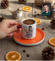 Kişiye Özel Karikatürlü Cat Dad Kedi Babası Türk Kahvesi Fincanı Babalar Günü Hediyesi
