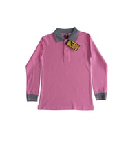  Polo Yaka Tişört çocuk uzun kol gri çizgi yaka pembe  Okul Tişört/t-shirt 15-16 YAŞ