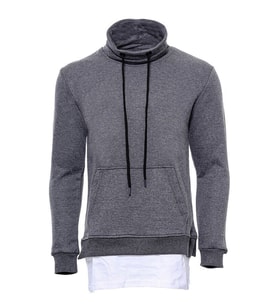 Erkek Şal Yaka T-shirt Detaylı Füme Sweatshirt - Wessi