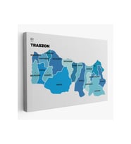 Trabzon İli ve İlçeler Haritası  Dekoratif Kanvas Tablo 1471