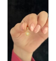 14 Ayar Altın Mini Güneş Kolye Ucu (Sarı)