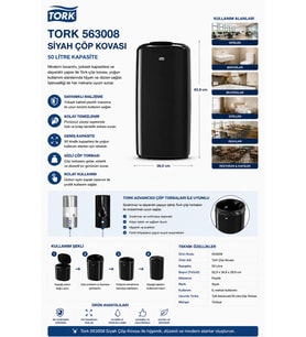 Tork 563008 Siyah Çöp Kovası 50 lt