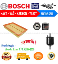 Bosch Filtre Bakım Seti Hyundai Accent 1.3 1.5 2000-2001 Hava + Yağ F + Yakıt F. + Polen Sardes