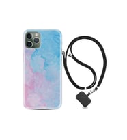 Apple Iphone 12 Pro Max Kılıf Desenli Silikon Boyun Askılı Pink Blue Abstract 1385
